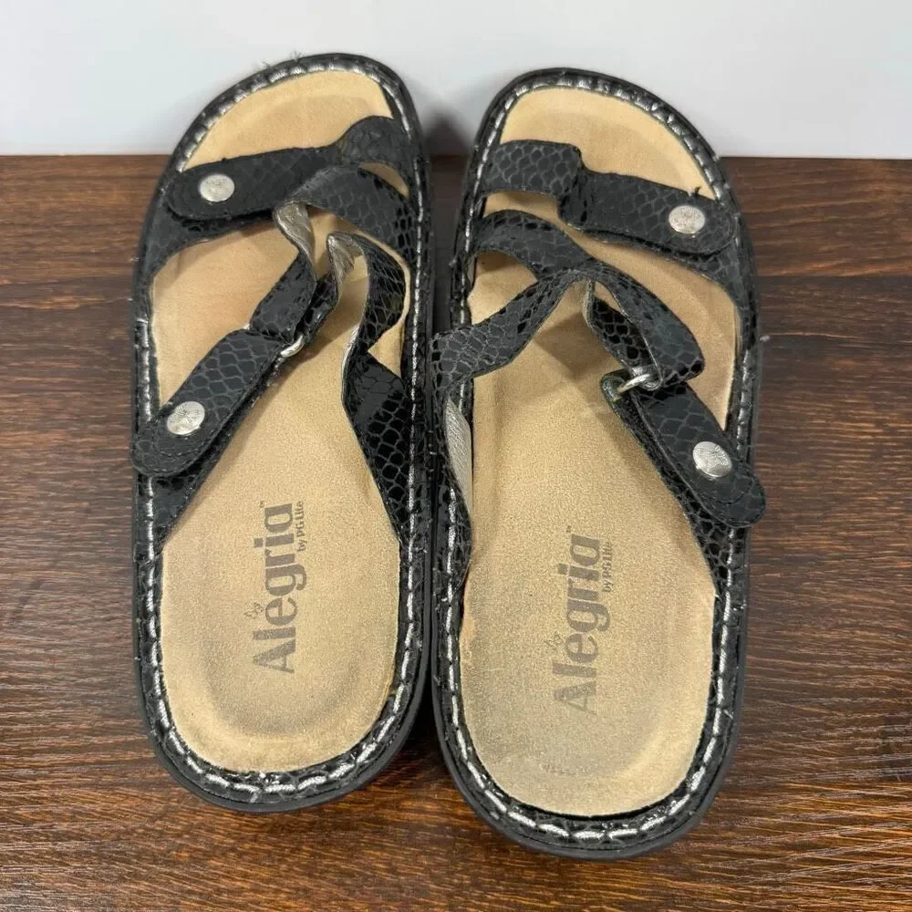 Alegria Womens Venice black leather slide sandal ven 701 size 38 1.5